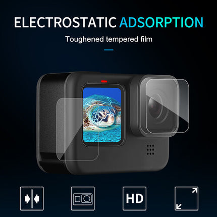TELESIN Protectores de Vidrio para Lente y Pantalla LCD GoPro HERO9 Black con Paño de Microfibra