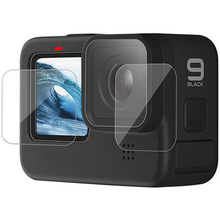 TELESIN Protectores de Vidrio para Lente y Pantalla LCD GoPro HERO9 Black con Paño de Microfibra