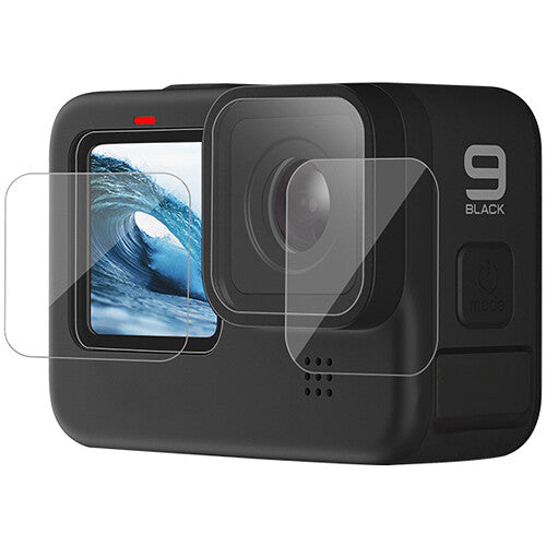 TELESIN Protectores de Vidrio para Lente y Pantalla LCD GoPro HERO9 Black con Paño de Microfibra
