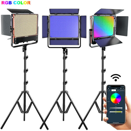 GVM 50SM Panel LED Doble Cara Bi-Color RGB Kit 3 Luces 6000 Lux 14.5x13.2"