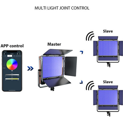 GVM 50SM Panel LED Doble Cara Bi-Color RGB Kit 3 Luces 6000 Lux 14.5x13.2"
