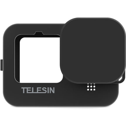 TELESIN Funda Silicona Protectora para Cámaras GoPro HERO con Lanyard y Cubierta de Lente Negra