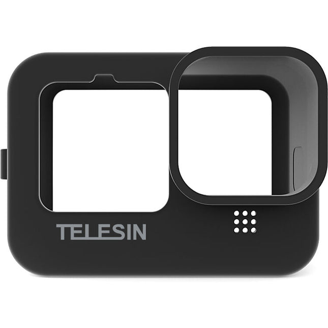TELESIN Funda Silicona Protectora para Cámaras GoPro HERO con Lanyard y Cubierta de Lente Negra