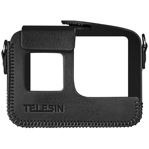 TELESIN Estuche de Cuero Sintético Negro con Correa para GoPro HERO5/6/7