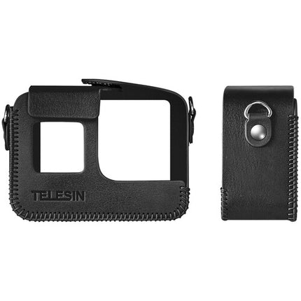 TELESIN Estuche de Cuero Sintético Negro con Correa para GoPro HERO5/6/7