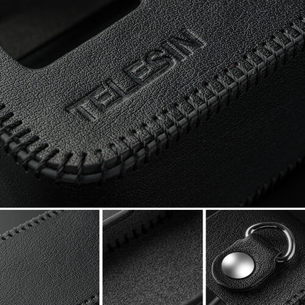 TELESIN Estuche de Cuero Sintético Negro con Correa para GoPro HERO5/6/7