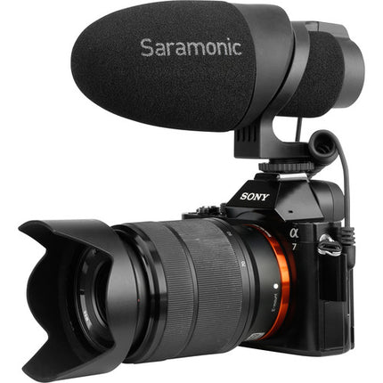 Saramonic CamMic Micrófono Shotgun para Cámaras DSLR y Smartphones con Filtro de Corte en Alta y Paraviento Doble Capa