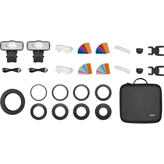 Godox MF12 Kit de Flash Macro 2 Luces Número Guía 16 Puerto USB Tipo-C