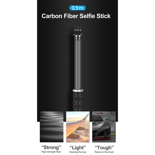 TELESIN Monopie de Fibra de Carbono 8.9 a 35.4 Pulgadas con Trípode de Aluminio para Cámaras GoPro