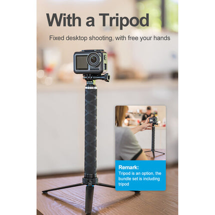 TELESIN Monopie de Fibra de Carbono 8.9 a 35.4 Pulgadas con Trípode de Aluminio para Cámaras GoPro