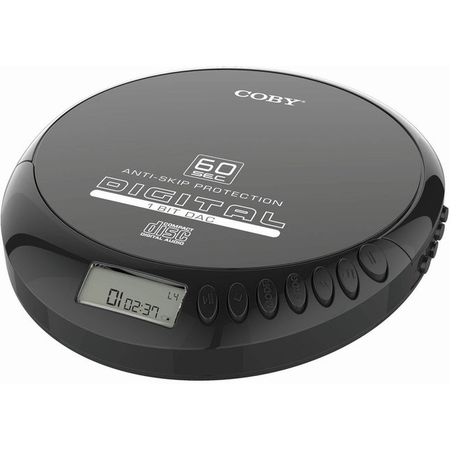 Reproductor de CD portátil Coby negro con antisalto y auriculares