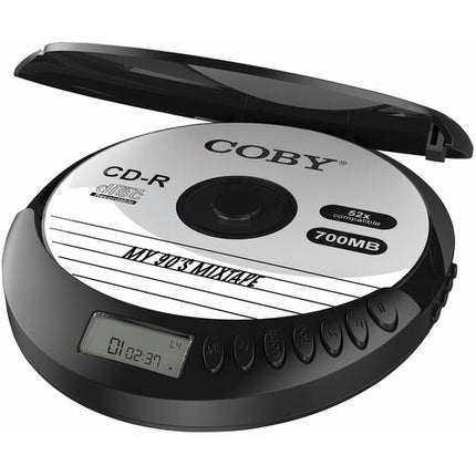 Reproductor de CD portátil Coby negro con antisalto y auriculares