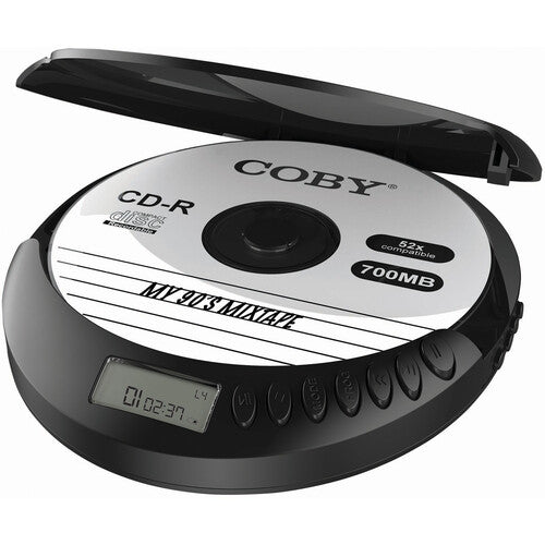Reproductor de CD portátil Coby negro con antisalto y auriculares