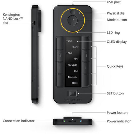Xencelabs Quick Keys Remote Control remoto con 8 botones programables y OLED display