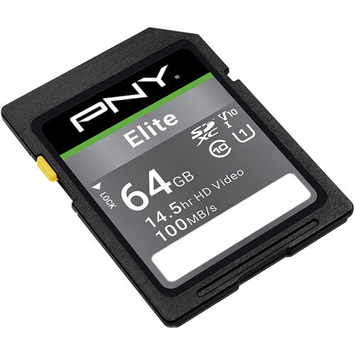 PNY 64GB Elite Tarjeta de Memoria SDXC UHS-I 100MB/s Lectura 10MB/s Escritura
