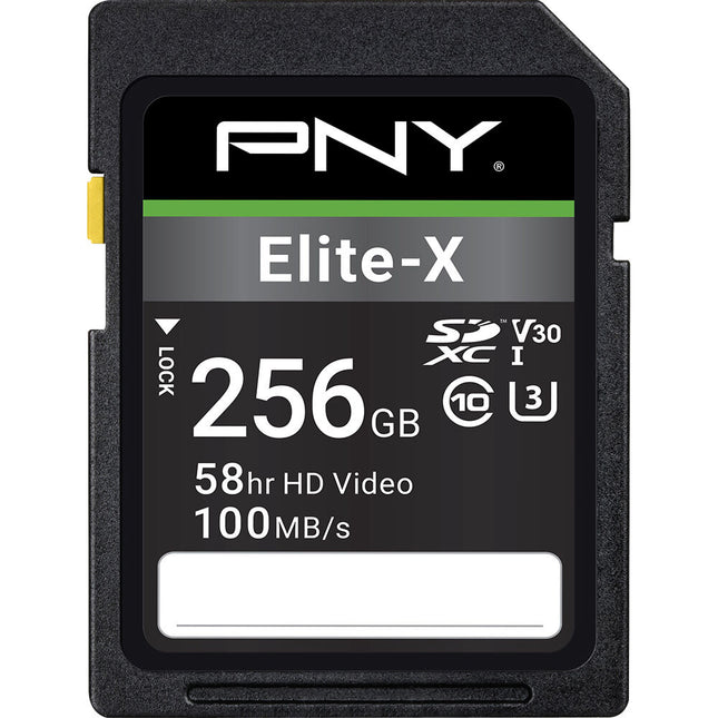 PNY 256GB Elite-X Tarjeta de Memoria SDXC UHS-I 100MB/s Lectura 30MB/s Escritura