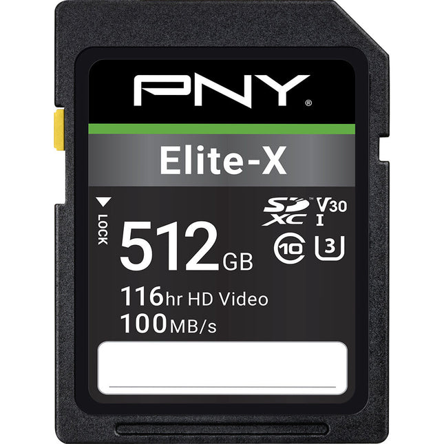 PNY 512GB Elite-X SDXC tarjeta de memoria UHS-I velocidad 100MB/s write 30MB/s