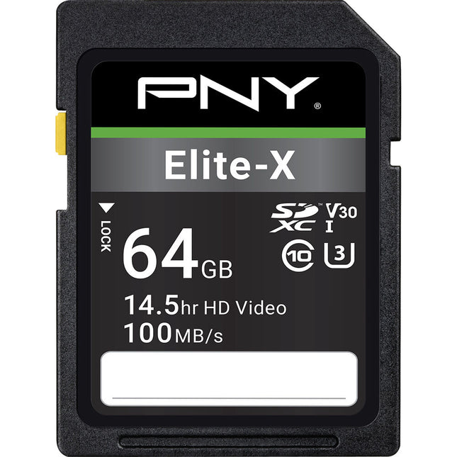 PNY 64GB Elite-X Tarjeta de Memoria SDXC UHS-I 100MB/s 30MB/s