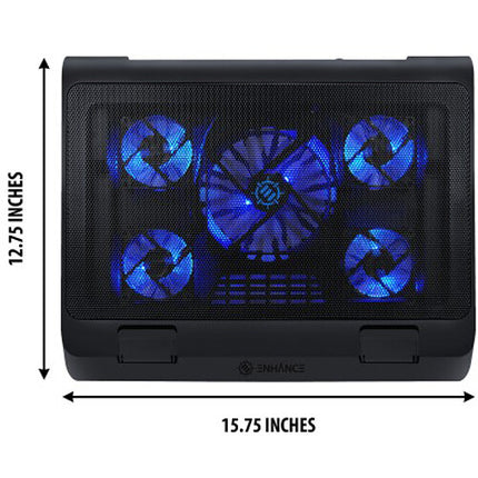 Enhance GX-C1 Soporte de Refrigeración para Portátil 5 Ventiladores LED Azul