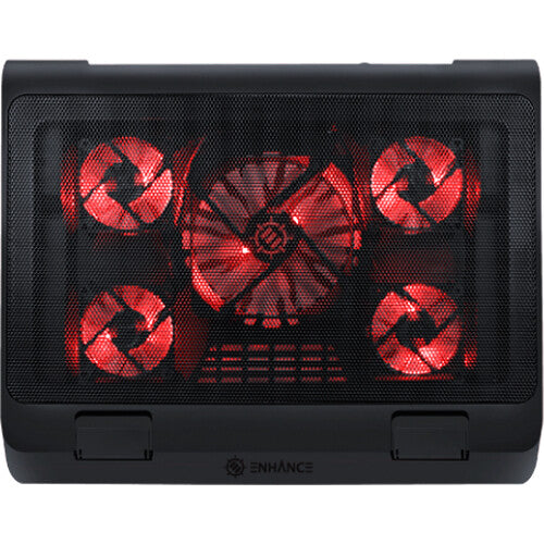 Enhance GX-C1 Soporte para Portátil con 5 Ventiladores LED Rojos y Altura Ajustable
