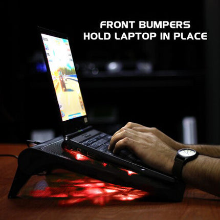 Enhance GX-C1 Soporte para Portátil con 5 Ventiladores LED Rojos y Altura Ajustable