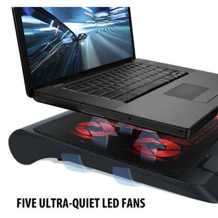 Enhance GX-C1 Soporte para Portátil con 5 Ventiladores LED Rojos y Altura Ajustable