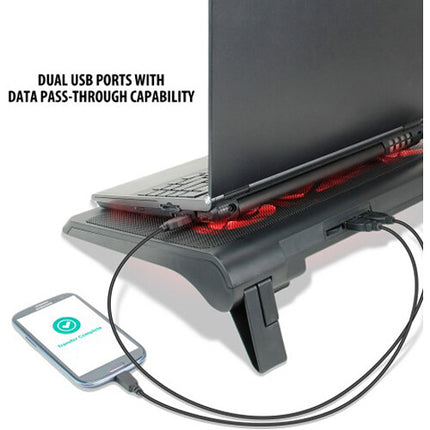Enhance GX-C1 Soporte para Portátil con 5 Ventiladores LED Rojos y Altura Ajustable