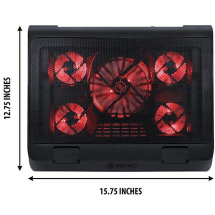 Enhance GX-C1 Soporte para Portátil con 5 Ventiladores LED Rojos y Altura Ajustable
