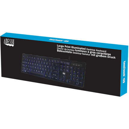 Adesso Teclado Iluminado Antimicrobiano con Teclas Grandes 2X