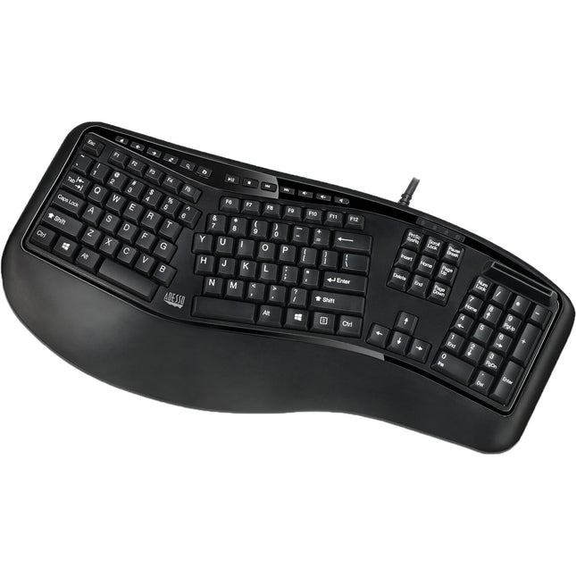 Adesso Desktop Ergonomic Keyboard Teclado ergonómico USB con lector tarjeta inteligente y reposamuñecas