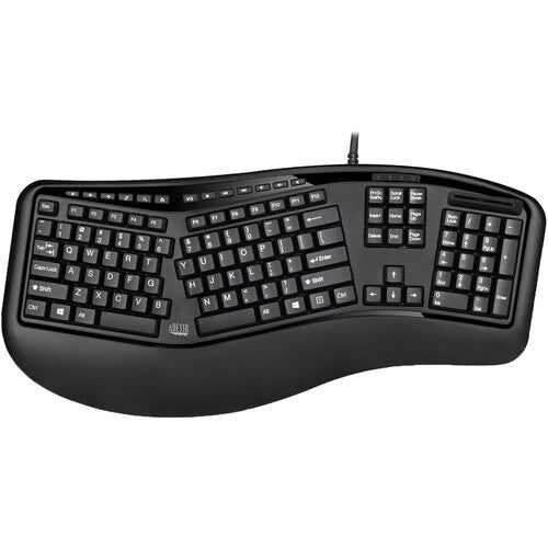 Adesso Desktop Ergonomic Keyboard Teclado ergonómico USB con lector tarjeta inteligente y reposamuñecas