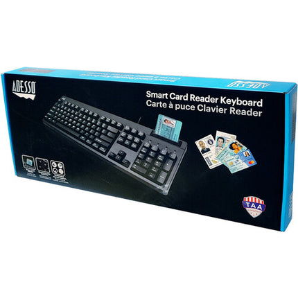 Adesso TAA Compliant Teclado con Lector de Tarjetas Antimicrobiano Rápido
