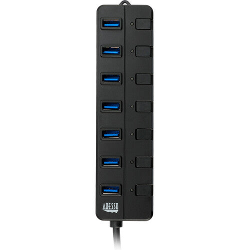Adesso Hub USB 3.0 7 Puertos con Interruptores y Adaptador AC