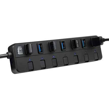 Adesso Hub USB 3.0 7 Puertos con Interruptores y Adaptador AC