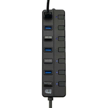 Adesso Hub USB 3.0 7 Puertos con Interruptores y Adaptador AC