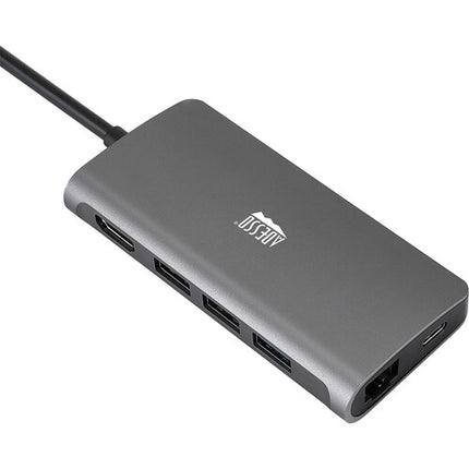 Estación de acoplamiento USB-C Adesso 8 en 1 con HDMI 100W y lector SD