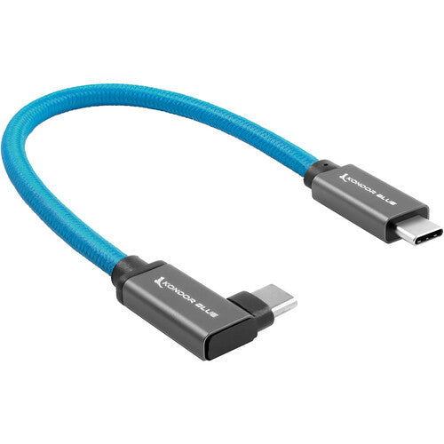 Kondor Blue Cable USB-C 3.2 Gen 2 12" con conector recto y en ángulo 8K 100W