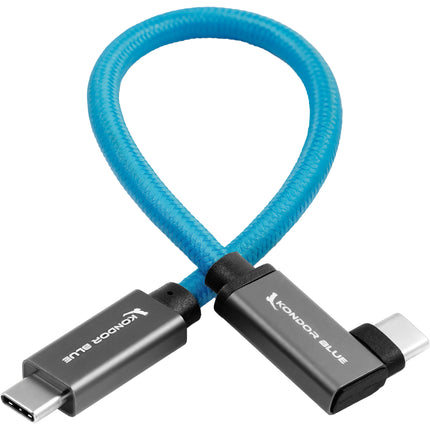 Kondor Blue Cable USB-C 3.2 Gen 2 12" con conector recto y en ángulo 8K 100W