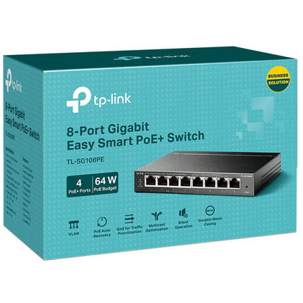TP-Link TL-SG108PE V2 Switch Gigabit 8 Puertos 4 PoE 16 Gb/s