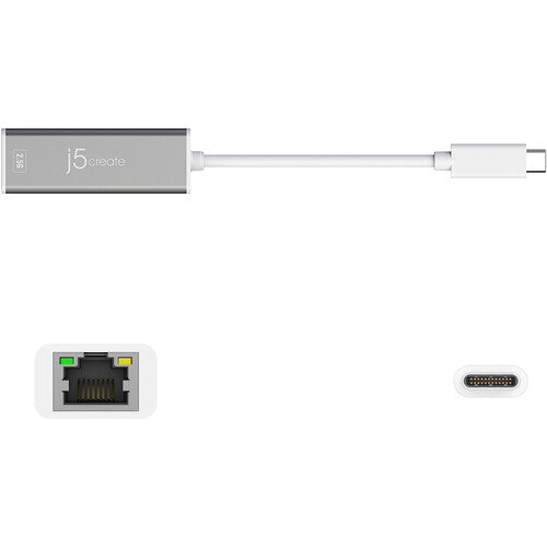 j5create Adaptador USB Type-C a Ethernet 2.5Gb Puerto RJ45 3.9 Pulgadas