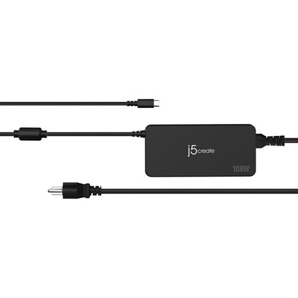 j5create PD USB Tipo-C Súper Cargador Negro 108W 2 Puertos USB-C