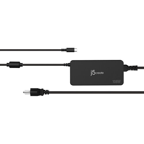 j5create PD USB Tipo-C Súper Cargador Negro 108W 2 Puertos USB-C