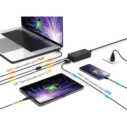 j5create PD USB Tipo-C Súper Cargador Negro 108W 2 Puertos USB-C