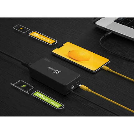 j5create PD USB Tipo-C Súper Cargador Negro 108W 2 Puertos USB-C