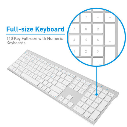 Macally Teclado Bluetooth Inalámbrico para Mac 110 Teclas Plata
