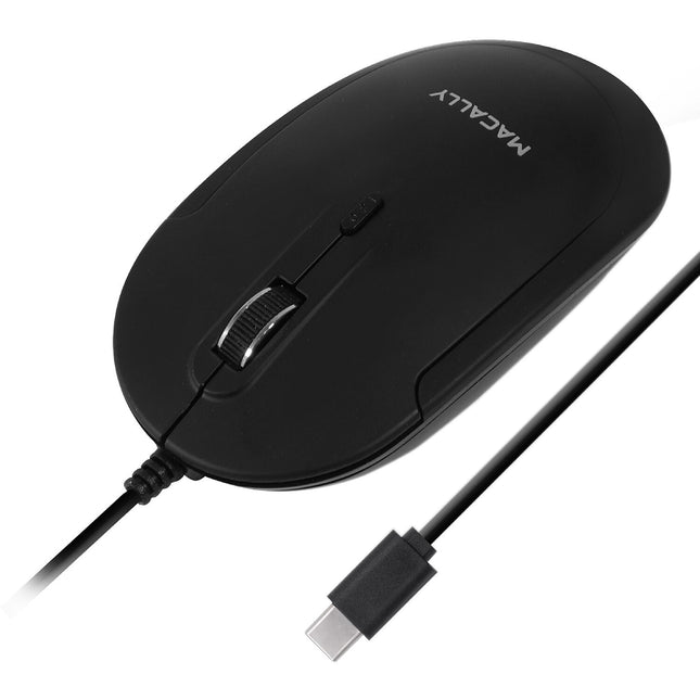 Macally Ratón Óptico USB Tipo-C con Clic Silencioso 800-2400 DPI Negro