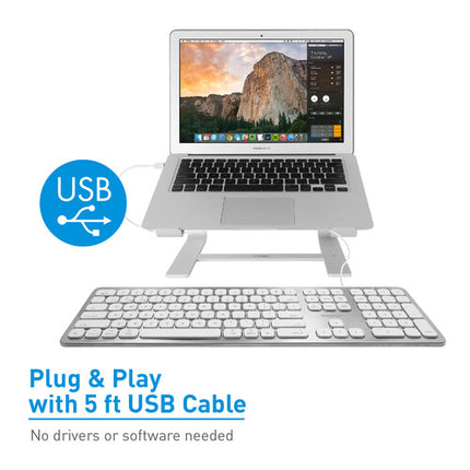 Macally Teclado USB con 2 Puertos USB 2.0 para Mac Slim y Número
