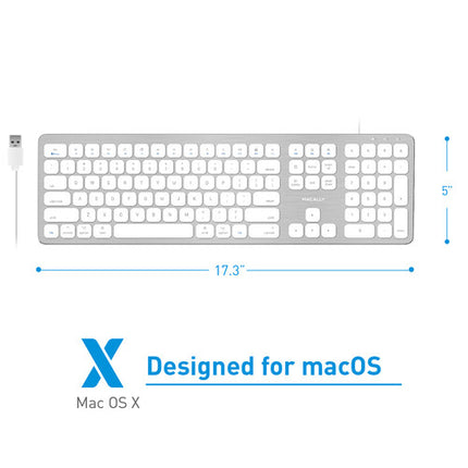 Macally Teclado USB con 2 Puertos USB 2.0 para Mac Slim y Número
