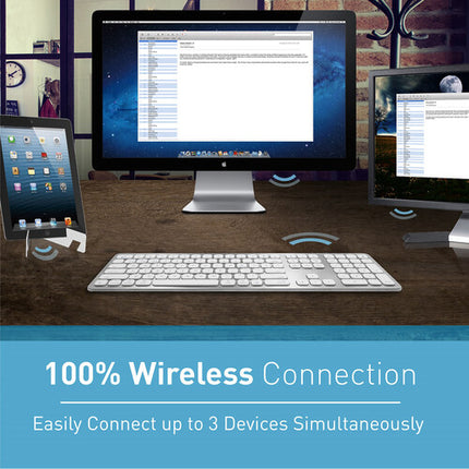 Macally Quick Switch Slim Teclado Inalámbrico Bluetooth para Mac batería 2 meses y conexión 3 dispositivos