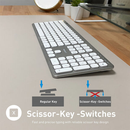 Macally Quick Switch Slim Teclado Inalámbrico Bluetooth para Mac batería 2 meses y conexión 3 dispositivos